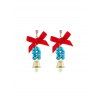 Boucles d'Oreilles de Noël Cloche avec Nœud Papillon - Bleu 