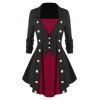 Haut Pull Bicolore Boutonné Grande Taille - Noir 5X