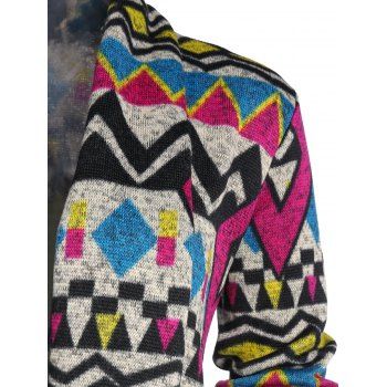 

Tribal Pattern Hanky Hem Open Front Cardigan, Multicolor a