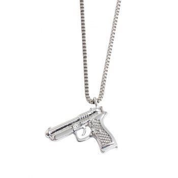 

Hip-hop Pendant Gun Shape Necklace, Silver