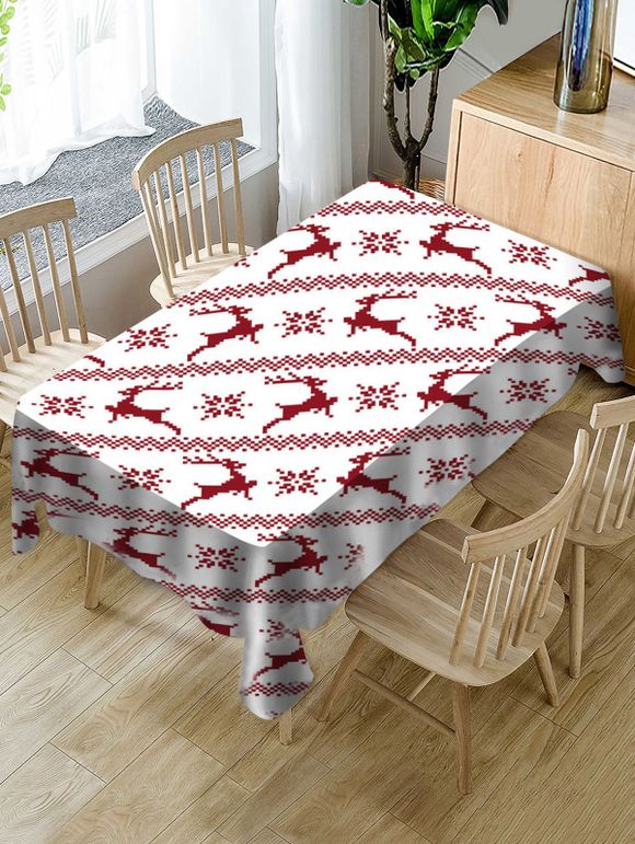Nappe de Table Imperméable Joyeux Noël et Cerf en Tissu - multicolor W60 X L84 INCH