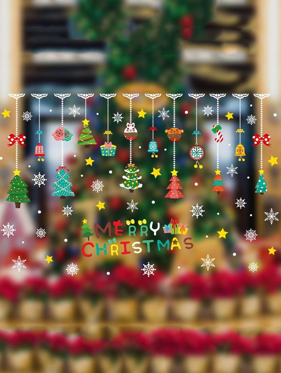 Autocollant Mural Amovible Joyeux Noël Décoration Pendante Imprimée - multicolor A 60X90CM