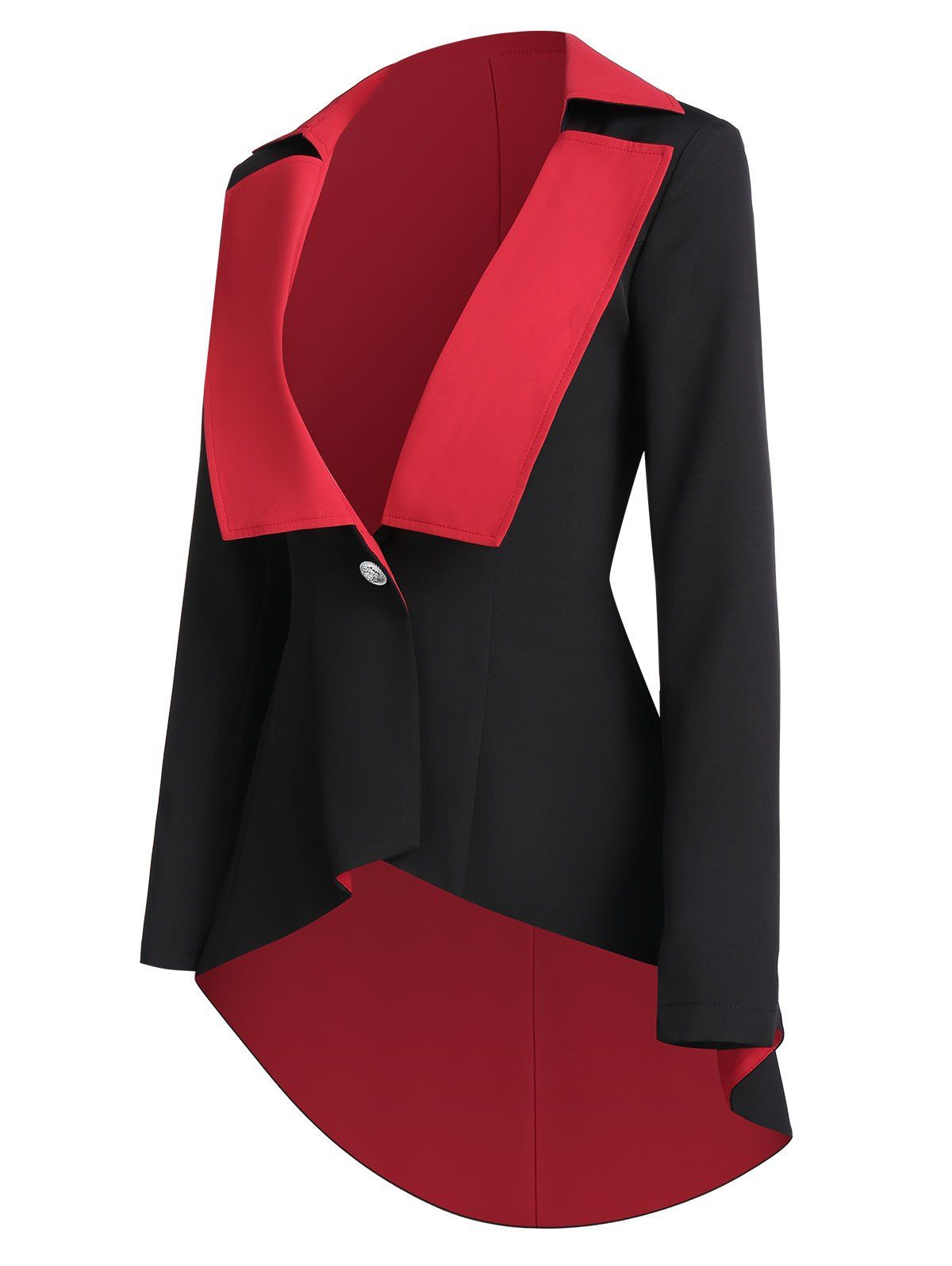 Veste Asymétrique Bicolore à Un Bouton - Noir XL