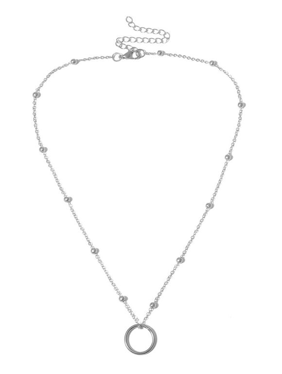 Collier de Clavicule Perlé Cercle Pendant - Argent 