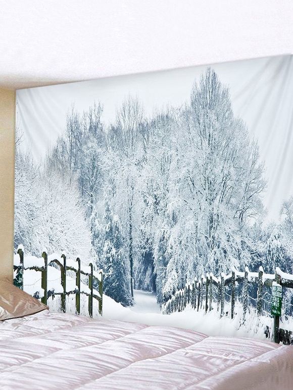 Tapisserie Murale Pendante Art Décoration de Noël Flocon de Neige et Grain de Bois Imprimés - multicolor W59 X L51 INCH