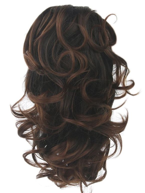 Short Loose Wave Clip Synthetic Hair Piece - COFFEE 