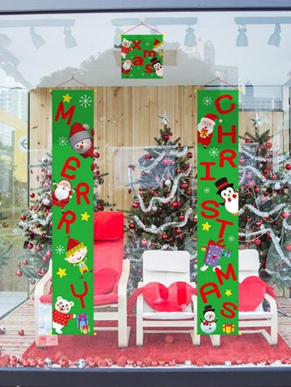 Décoration de Noël Père Noël Bonhomme de Neige Imprimés - Vert profond 