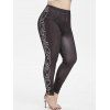 Legging 3D Pois Coloré à Taille Haute de Grande Taille - Noir 4X