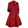 Manteau en Laine Mélangée à Manches Tricotées avec Boutons Grande-Taille - Rouge 5X