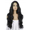 Synthetic Long Wavy Center Part Wig - BLACK 