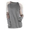 T-shirt Long Léopard Rayé à Manches Raglan - Gris M