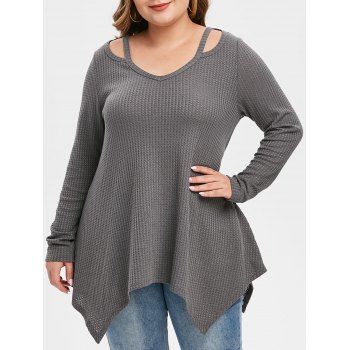 

Plus Size Cut Out Asymmetrical Knitwear, Gray