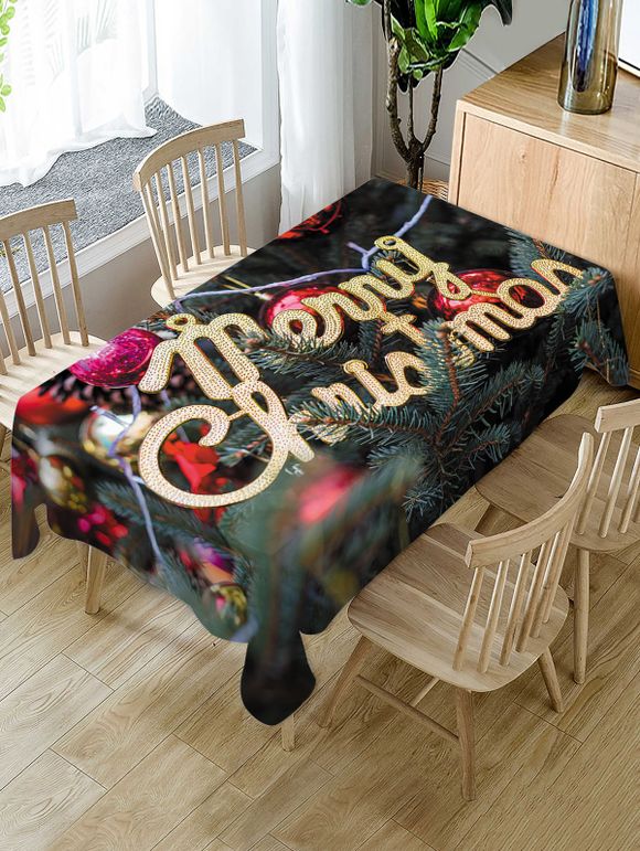 Nappe de Table Décorée de Sapin de Noël en Tissu - Vert Pin W55 X L55 INCH