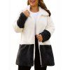 Plus Size Faux Fur Coat Colorblock - Blanc 3X