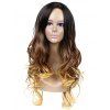 Long Center Parting Gradient Wavy Capless Synthetic Wig - BROWN 