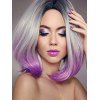 Short Middle Part Straight Ombre Bob Synthetic Wig - MEDIUM ORCHID 12INCH