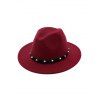 Rivets Embellished Jazz Hat - RED WINE 