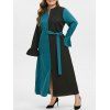 Maxi Robe Fendue en Blocs de Couleurs Grande Taille - Vert 2X