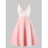 Robe Ligne A à Bretelle Panneau en Dentelle Croisée au Dos de Grande Taille - Rose 3X