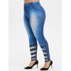 Legging Moulant 3D Anneaux Délavé de Grande Taille - Bleu Cristal 1X