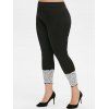 Legging Moulant en Dentelle Insérée Floral Grande-Taille - Noir 1X