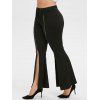 Pantalon Evasé Zippé Fendu en Avant de Grande Taille à Lacets - Noir 1X