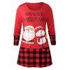 T-shirt de Noël Imprimé à Carreaux Jointif de Grande Taille - Rouge Lave 5X