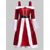 Robe de Soirée de Noël Manches Evasées Epaule Dénudée en Velours - Rouge XL