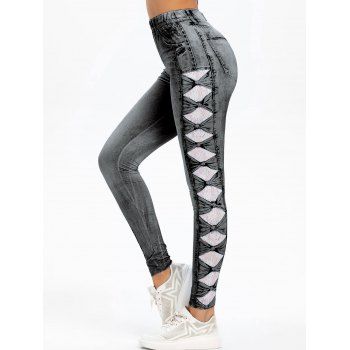 Image of D Lace Bowknot Print Skinny Jeggings