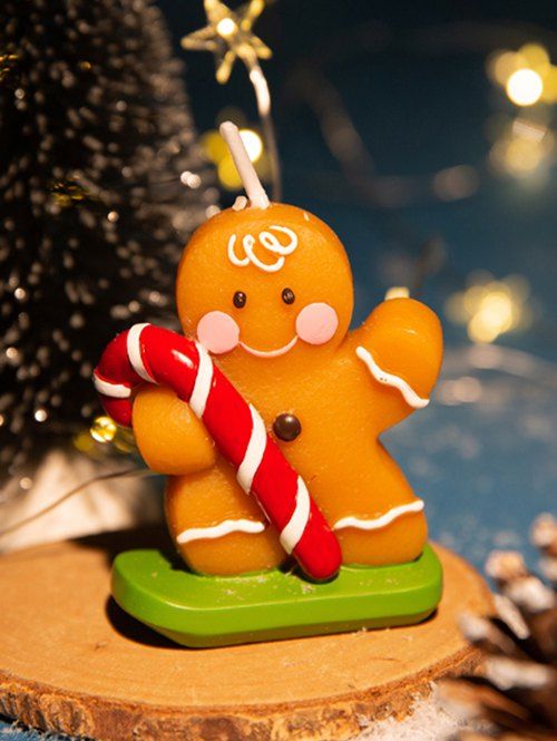 Bougie Décorative en Forme de Père Noël Cerf et Bonhomme de Neige - multicolor B 