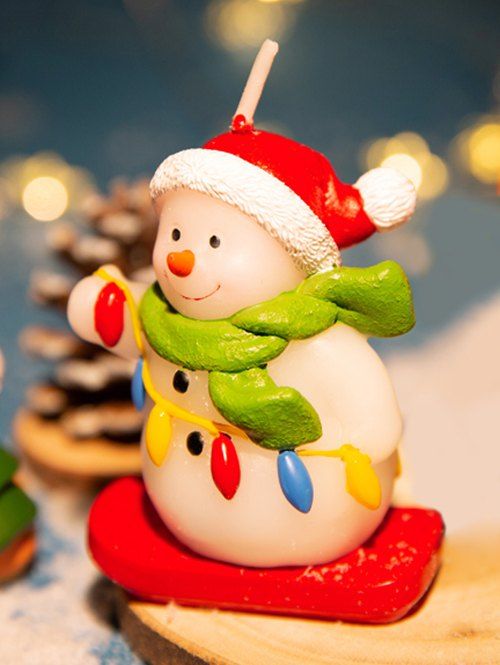 Bougie Décorative en Forme de Père Noël Cerf et Bonhomme de Neige - multicolor C 