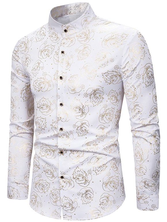 Chemise Dorée Père Noël Imprimé à Manches Longues - Blanc L