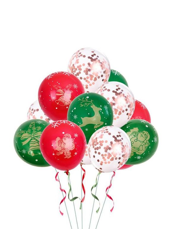 Boules Décorations de Noël Père Noël Cloche et Cerf Imprimés 34 Pièces - Or de Rose 