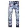 Letter Icon Embroidery Casual Jeans - DENIM BLUE XL