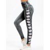 Legging Moulant 3D Nœud Papillon Imprimé en Dentelle - Gris Carbone S
