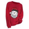 Sweat-Shirt Père Noël Dessin Animé à Goutte Epaule Grande-Taille - Rouge L