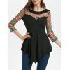 T-shirt Tunique Transparent Brodé - multicolor A 2XL