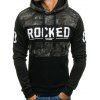 Sweat à Capuche Lettre Imprimée Camouflage - Noir M
