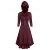 Hooded Lobster Buckle Strap High Low Gothic Dress - DARK GRAY 2XL