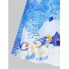 Robe de Noël Vintage à Imprimé Cheval et Flocon de Neige de Grande Taille - Ciel Bleu Foncé L