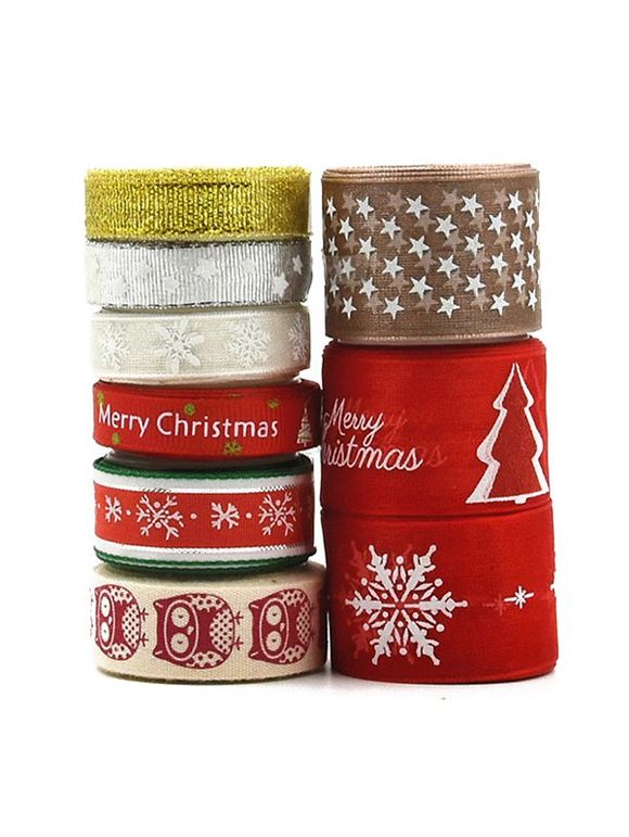 Ruban Décoration de Noël Cadeau 9 Pièces - multicolor A 