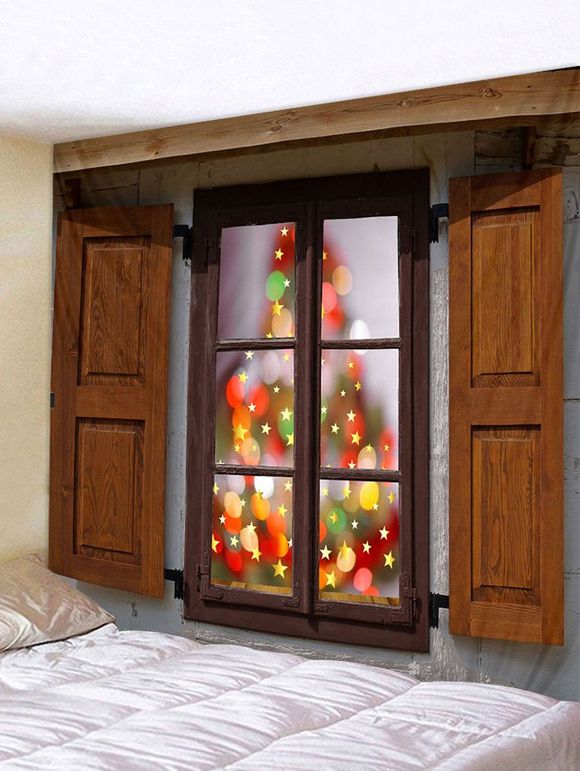 Tapisserie Murale Pendante Art Décoration de Noël Etoile et Fenêtre Imprimées - multicolor W79 X L59 INCH