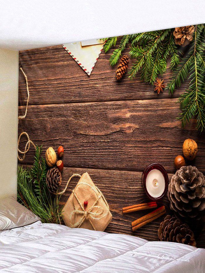 

Christmas Gift Wood Grain Print Tapestry Wall Hanging Art Decoration, Multi-a