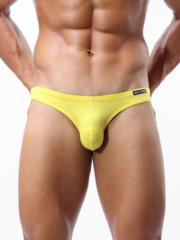 Slip Respirant Sexy en Couleur Unie - Jaune M