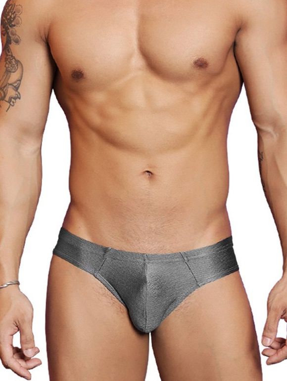 Slip Brillant Sexy en Couleur Unie - Gris Foncé XL