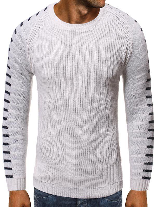 

Striped Graphic Raglan Sleeve Pullover Sweater, White