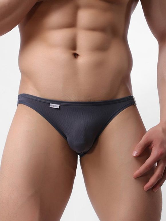 Slip Sexy en Couleur Unie Boucle en Métal - Gris XL