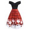 Robe Père Noël et Note de Musique à Epaule Dénudée - Noir 2XL