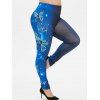 Legging Papillon Imprimé à Taille Haute Grande Taille - Bleu 1X