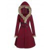 Manteau Long en Fausse Fourrure - Rouge Vineux L